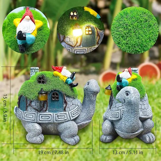 Turtle Solar Light Outdoor Garden Solar Turtle House Light Cute Turtle Garden Statue for Outdoor, Lawn Turtle with Gnome Statues Solar Light, Unique Gifts for Kindred Friend Yard Patio Decor by GreenHaven Gardens