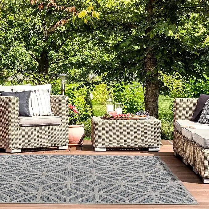 Rugshop Contemporary Geometric Indoor/Outdoor Area Rug 10' X 14' Blue by GreenHaven Gardens
