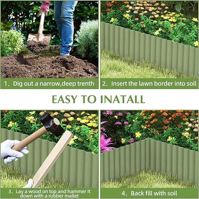Metal Garden Edging Border, Corrugated Steel Landscaping, DIY for Lawn (Green, 10 Inch x 20FT) by GreenHaven Gardens