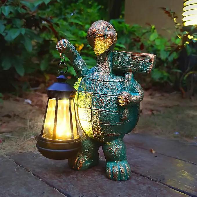 JOYBEE Garden Statues Turtle with Solar Lantern Outdoor Decor-Turtle Solar Figurines Lights Decorations for Patio Yard Lawn Ornaments-Gifts for Birthday Easter Housewarming by GreenHaven Gardens