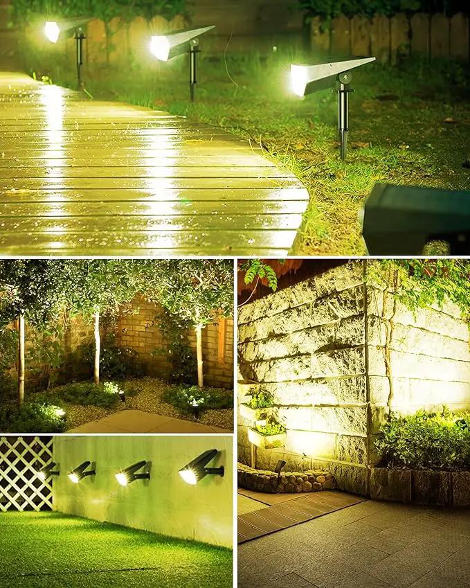 Biling Solar Spot Lights Outdoor, 2-in-1 Solar Landscape Lights 12 LED Bulbs Solar Powered Lights IP67 Waterproof Adjustable Wall Light for Patio Pathway Yard Garden Driveway Pool - Warm White by GreenHaven Gardens