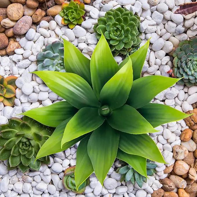 Fake Plants Artificial Agave Plants,Large UV Resistant Fake Agave Planters for Indoor and Outdoor Decorating Tropical Plant Succulents Greenery Indoor Decor((2Pack Light Green) 13.8" by GreenHaven Gardens
