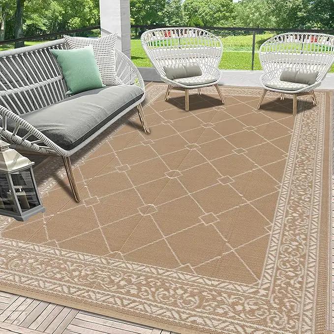 HEBE Outdoor Rug Waterproof 6x9, Plastic Straw Rug Camping Rug, Reversible Outdoor Patio Rugs RV Mat Clearance, Indoor Outside Floor Carpet for Porch,Deck,Camper,Balcony,Backyard by GreenHaven Gardens
