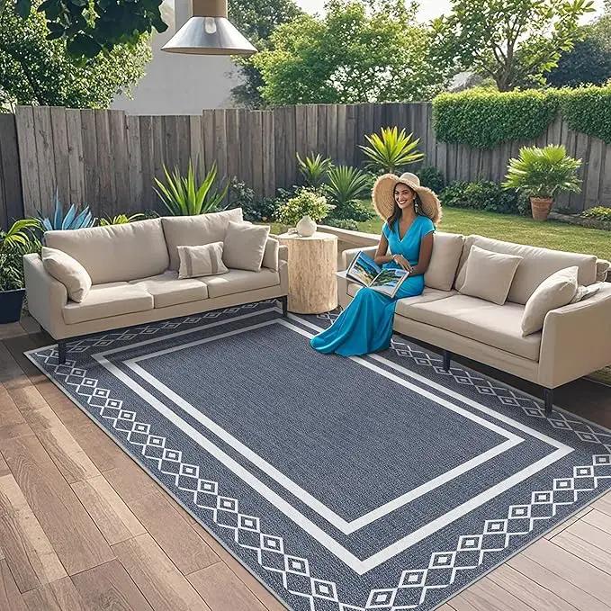 Outdoor Patio Rug, Outside Rectangular Carpet, Moroccan Geometric Rugs, Washable Large Indoor Outdoor Rug Mats for RV, Picnic, Backyard, Deck, Balcony, Porch, Beach 5'x8' by GreenHaven Gardens