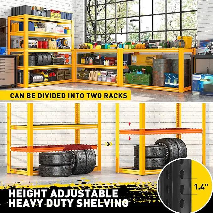 REIBII Garage Shelving Load 3000LBS, 5-Tier Storage Shelves, Adjustable Heavy Duty Metal Shelving Unit for Pantry, Basement, Warehouse, 72" H x 36" W x 16" D by GreenHaven Gardens