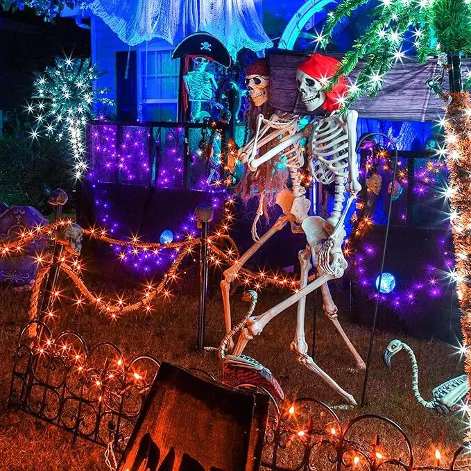 Weillsnow Orange Halloween Lights, 66FT Plug-in Waterproof String Lights, 8 Modes with Memory for Indoor/Outdoor Garden Decorations by GreenHaven Gardens