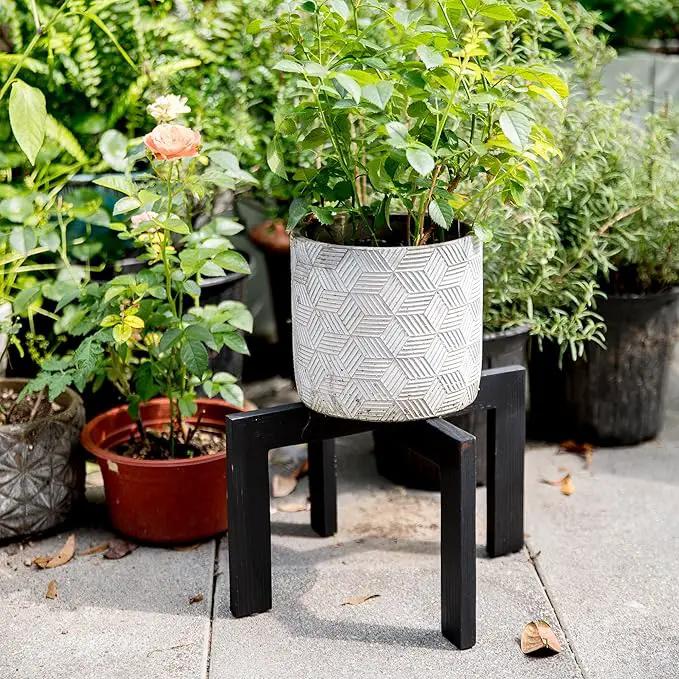 HPC DECOR 2 Pack Wood Plant Stand-Mid Century Modern Planter Stands-Wooden Flower Pot Stands Riser,Low Short Plant Stands Indoor-Modern Minimalist Wooden Stool for Plant Pot Holder, Fit 5-15 Inch Pot. by GreenHaven Gardens