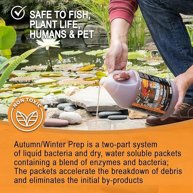 MICROBE-LIFT AUTPREP Autumn and Winter Prep Seasonal Conditioner for Ponds and Outdoor Water Gardens, OK for Live Koi Fish, Plants, and Decor, 32 Ounce Liquid and 4 2-Ounce Packets by GreenHaven Gardens