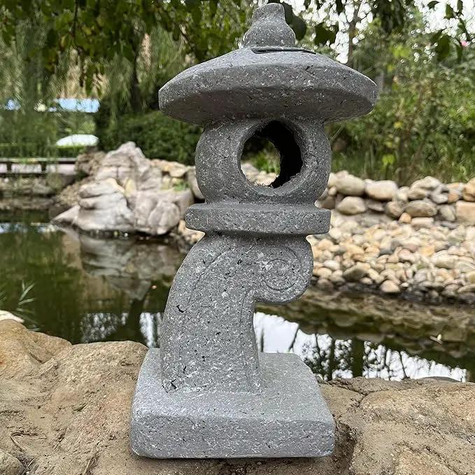 14’’ High Asian Solar-Powered Zen Pagoda Garden Statue LED Light Solar Lamp for Outdoor Japanese Decoration Aesthetic Garden Figurines by GreenHaven Gardens