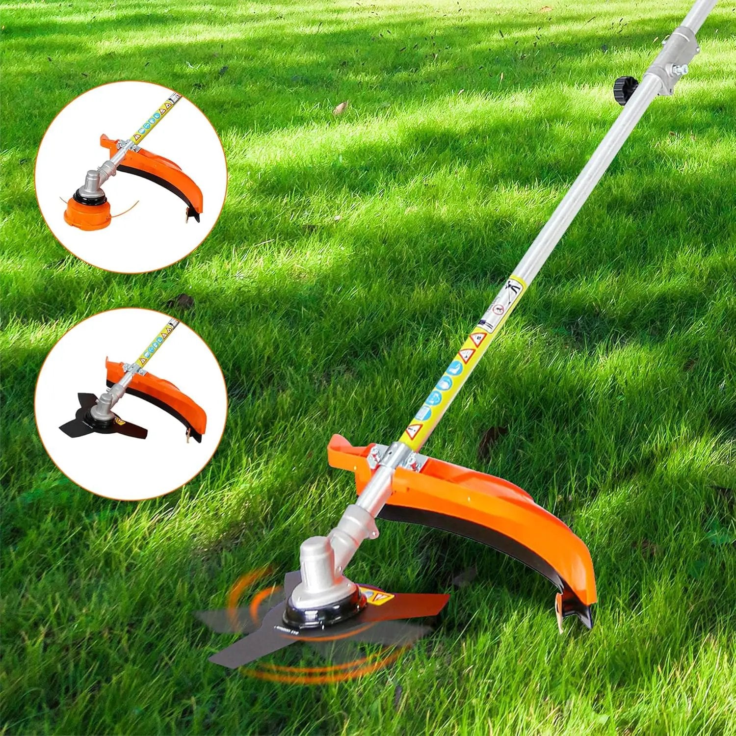 52cc Gas Trimmer Weed Eater, 6 in 1 String Trimmer, Wheeled Edger, Hedge Trimmer and Brush Cutter Blade for Quick Weed Grass Cleaning Crop Seed Soil Protection Tools by GreenHaven Gardens
