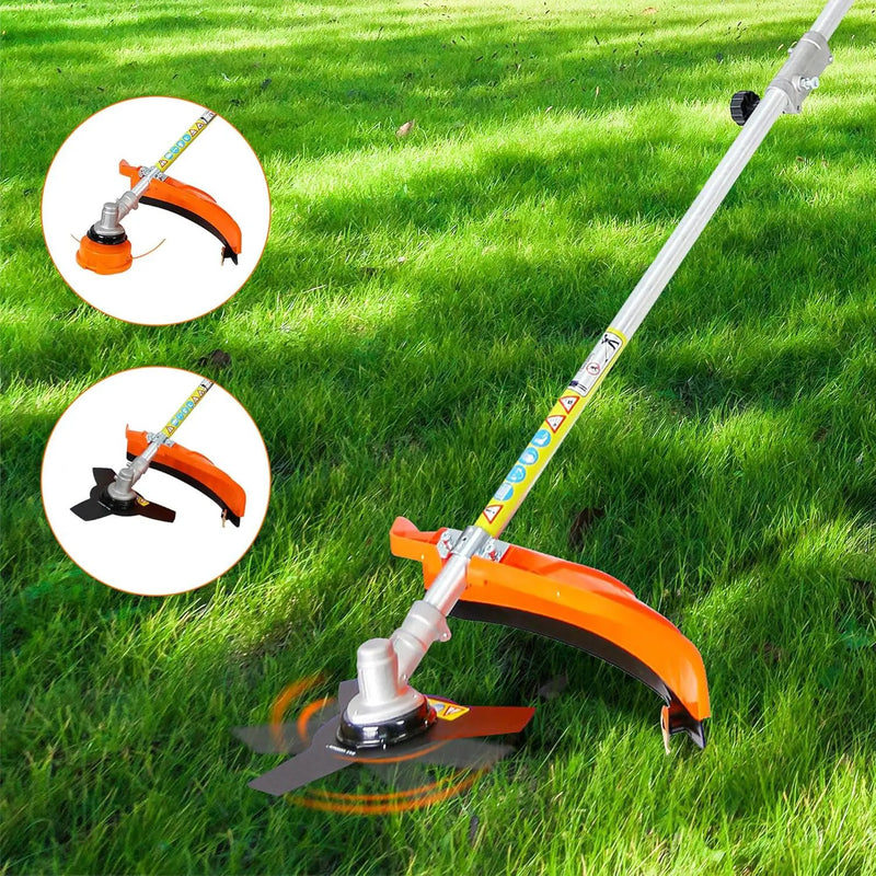52cc Gas Trimmer Weed Eater, 6 in 1 String Trimmer, Wheeled Edger, Hedge Trimmer and Brush Cutter Blade for Quick Weed Grass Cleaning Crop Seed Soil Protection Tools by GreenHaven Gardens