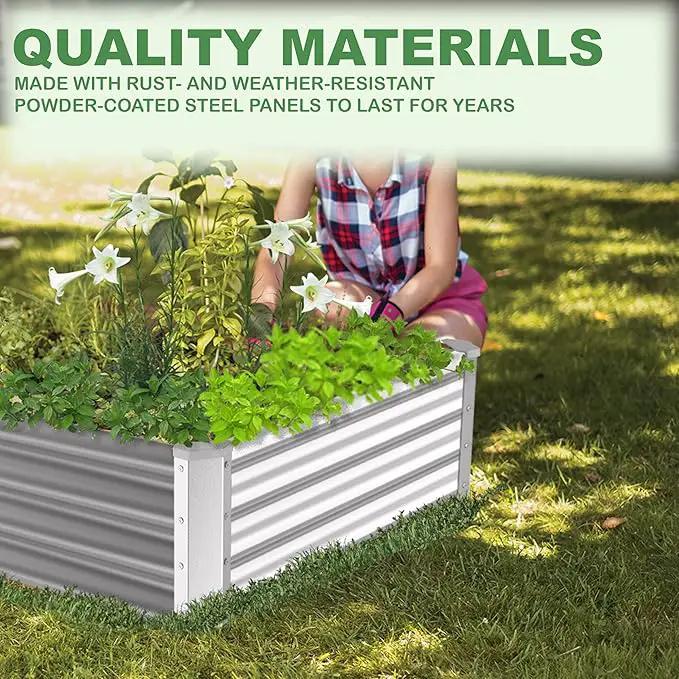 6x2x1ft(2 Pack) Galvanized Raised Garden Bed for Gardening,Metal Planter Boxes Outdoor Patio Kit Planting Bed for Vegetables Flowers Herb,Silver by GreenHaven Gardens