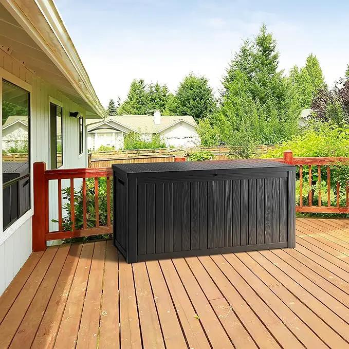 270 Gallon Lockable Resin Deck Box, Waterproof & UV-Resistant Outdoor Storage Box for Outdoor Cushion Storage, Garden Tools & Pool Accessories Storage, Black by GreenHaven Gardens