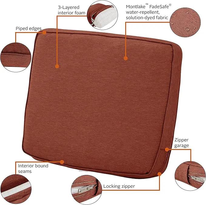 Classic Accessories Montlake Water-Resistant 19 x 20 x 4 Inch Patio Lounge Back Cushion, Heather Henna Red, Outdoor Loveseat Cushions by GreenHaven Gardens