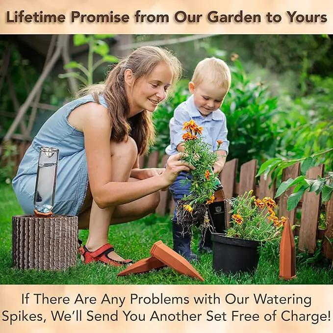 6 Pack Terracotta Watering Spikes for Indoor and Outdoor Plants - Simple and Easy Setup - Keep Plants Happy and Watered While You are Away by GreenHaven Gardens