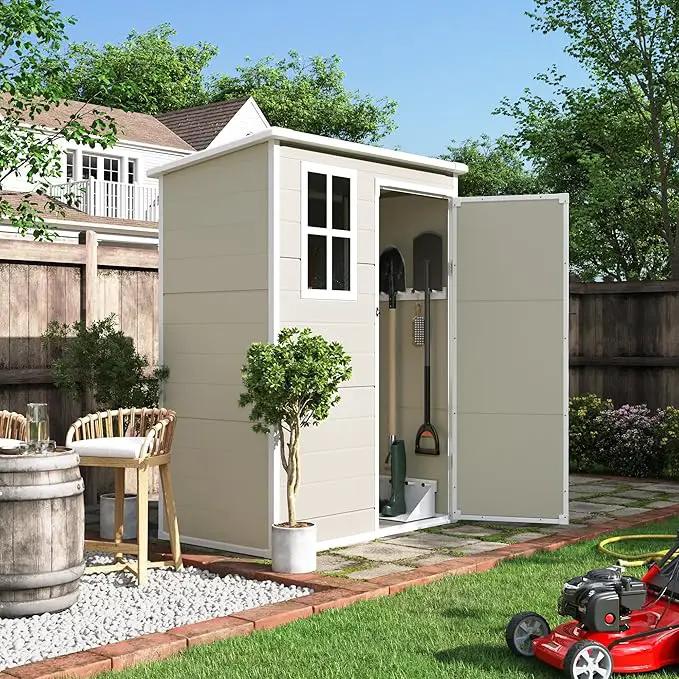 UDPATIO Outdoor Storage Shed 5x3 FT, Plastic Garden Shed for Bike, Garbage Can, Tool, Outside Sheds & Outdoor Resin Shed with Lockable Door for Backyard, Patio, Lawn, Sandstone by GreenHaven Gardens