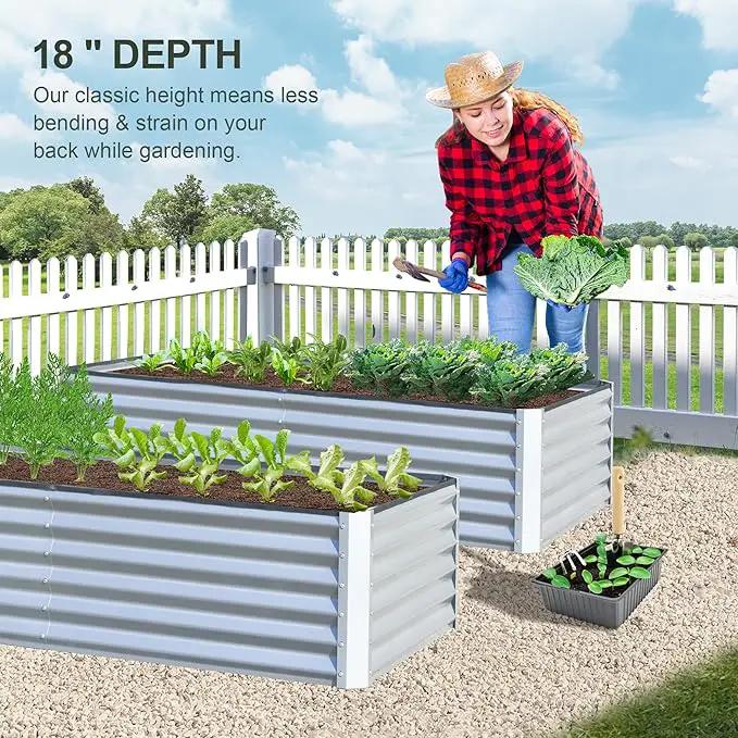 Domi Raised Garden Beds Outdoor, 6x3x1.5Ft Thickening Tall Metal Rectangular Deep Root Box Planter for Vegetables, Flowers, Herbs, and Succulents 1.5" Deep w/ 192 Gallon Capacity - Silvery by GreenHaven Gardens