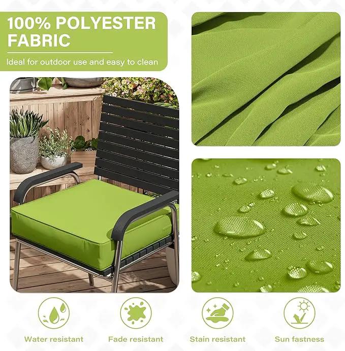 Patio Chair Cushions 24 X 24 X 5 Inch Waterproof Outdoor Seat Cushions for Patio Furniture, Outdoor Sofa Couch Pads with Ties & Handle, Set of 2, Grass Green by GreenHaven Gardens