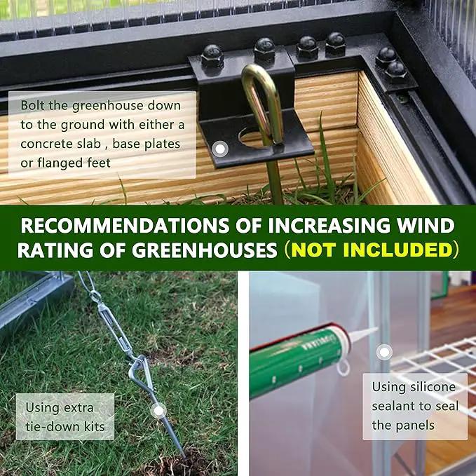 8x16 FT Polycarbonate Aluminum Greenhouse Kit, Outdoor Walk-in Green House with Adjustable Roof Vents and Lockable Door, Backyard Garden in Winter, Gray by GreenHaven Gardens