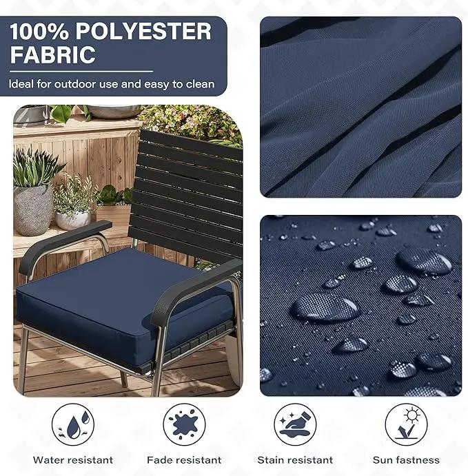Patio Chair Cushions 18.5 X 16 X 4 Inch Waterproof Outdoor Seat Cushions for Patio Furniture, Outdoor Sofa Couch Pads with Ties & Handle, Set of 2, Navy Blue by GreenHaven Gardens