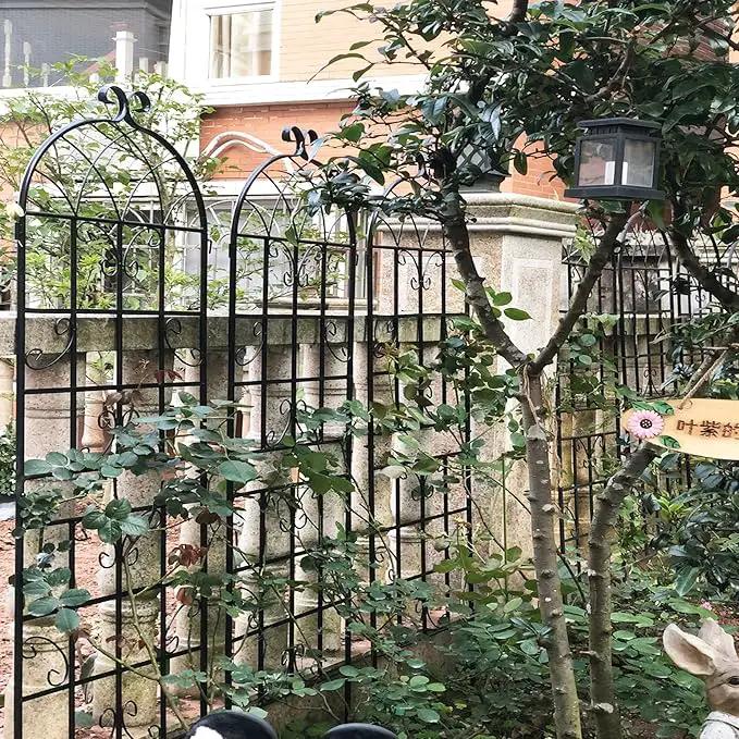 8 Pack Metal Garden Trellis 71" H Garden Fence Rustproof Trellis for Climbing Plants Support Roses Flower Outdoor Lawn Black by GreenHaven Gardens