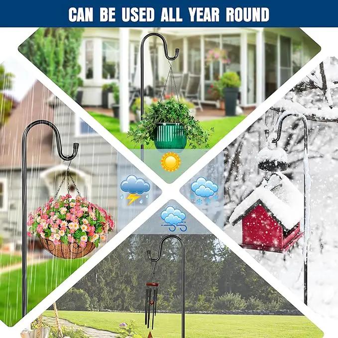 Ottsuls Shepherds Hooks with 5 Prongs Base for Outdoor - 92" Adjustable Bird Feeder Pole for Outside Hanging, Garden, Hummingbird Feeder, Plant Baskets, Solar Light Lanterns, Wedding Decor (1 Pack) by GreenHaven Gardens