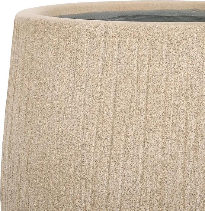 SAFAVIEH Outdoor Collection Francia Modern Beige Concrete Ficonstone Planter Pot by GreenHaven Gardens