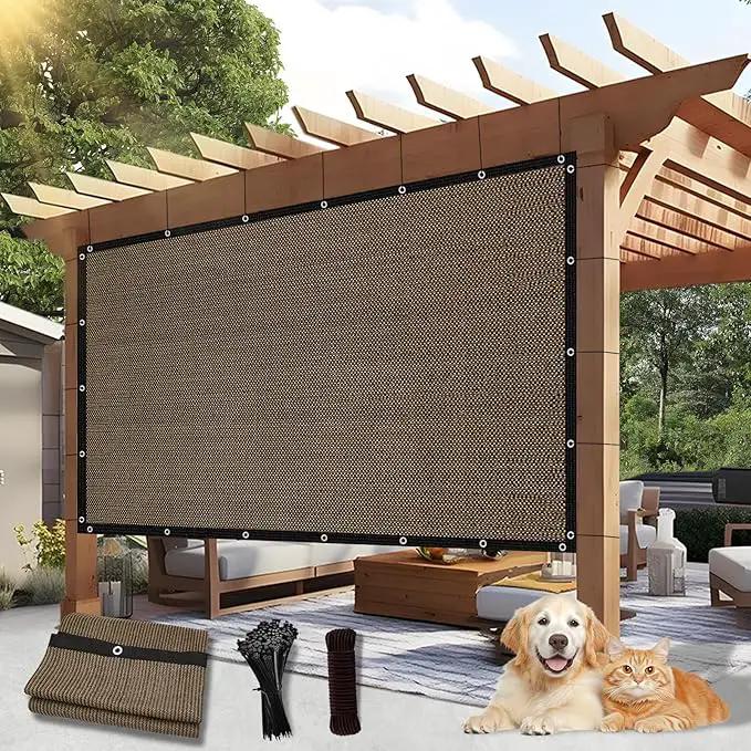 Outdoor 90% Sun Shade Cloth with Grommets, 17 X 20 FT Pergola Shade Cover for Garden Patio Carport Kennel Swimming Pool, Mocha (We Make Custom Size) by GreenHaven Gardens