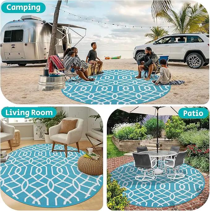 HEBE Outdoor Rug 8ft for Patios Waterproof Clearance Reversible Patio Mat Plastic Straw Rug RV Camping Mat Outside Area Rug Carpet for Camping RV,Porch,Deck,Balcony,Camper,Backyard by GreenHaven Gardens
