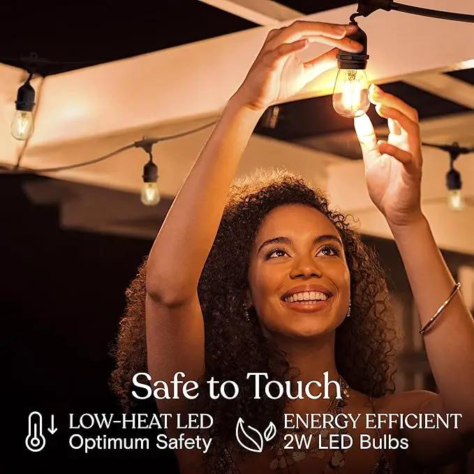 Brightech Ambience Pro - 24 Ft Waterproof LED Outdoor String Lights - Hanging, Dimmable 2W Vintage Edison Bulbs - Commercial Grade Patio Lights Create Cafe Ambience in Your Backyard, 7 Bulbs by GreenHaven Gardens