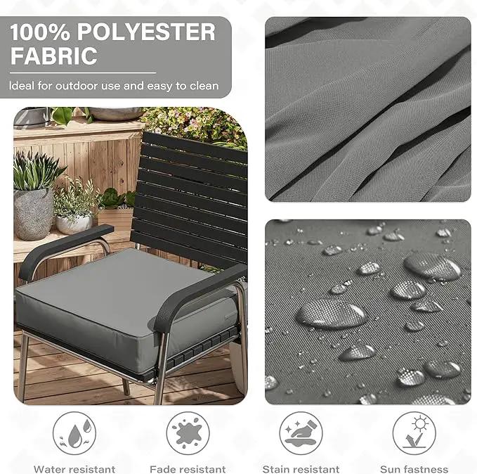 Patio Chair Cushions 24 X 24 X 5 Inch Waterproof Outdoor Seat Cushions for Patio Furniture, Outdoor Sofa Couch Pads with Ties & Handle, Set of 2, Light Grey by GreenHaven Gardens