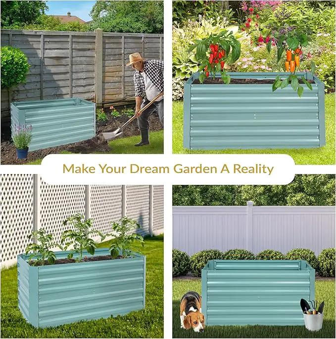 Sunnydaze Galvanized Raised Garden Bed - Metal Raised Bed for Gardening - Outdoor Planter Box for Flowers, Plants, and Vegetables - Green - 47" W x 23" D x 24" H Rectangle by GreenHaven Gardens