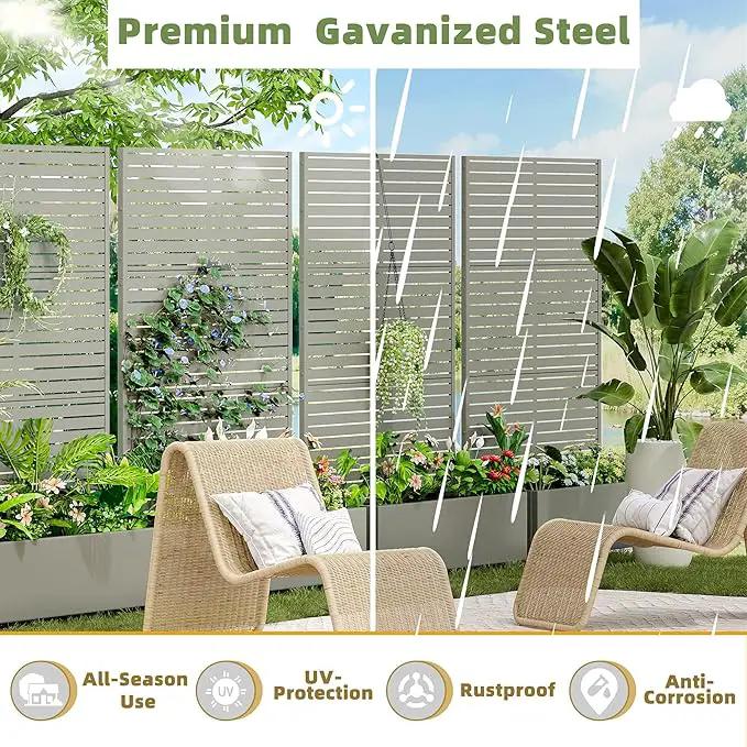 Casaphoria Metal Raised Garden Bed with Trellis and Wheels, 72"x47"x16" Planter Box for Climbing Plants, Vegetables & Vines, Features Drainage Holes and Privacy Screen (Grey-Louvered) by GreenHaven Gardens