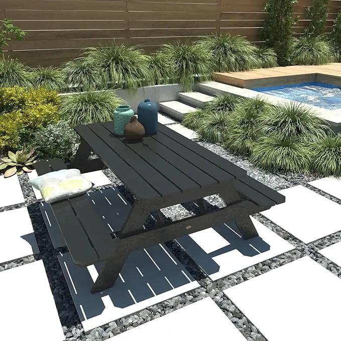 highwood Hometown Picnic Table, 6 Foot, Black by GreenHaven Gardens