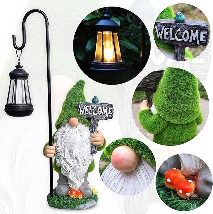 JOYBEE Garden Statues Gnomes with Solar Lantern Outdoor Decor-Gnomes Solar Figurines Lights Decorations for Patio Yard Lawn Ornaments-Gifts for Birthday Easter Housewarming by GreenHaven Gardens