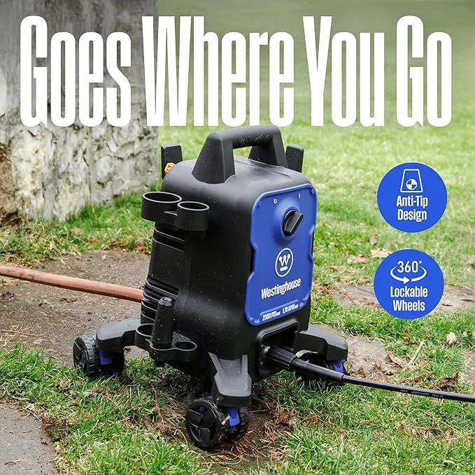 Westinghouse ePX3100 Electric Pressure Washer, 2300 Max PSI 1.76 Max GPM with Anti-Tipping Technology, Onboard Soap Tank, Pro-Style Steel Wand, 5-Nozzle Set, for Cars/Fences/Driveways/Home/Patios by GreenHaven Gardens