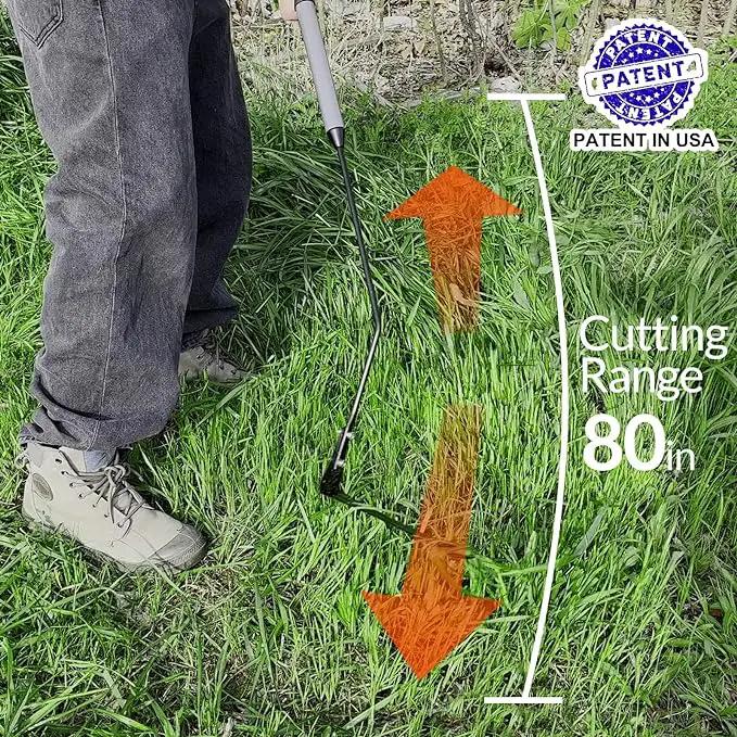 Walensee Grass Whip with Double-Edged Serrated Sharp Steel Blade Weed Grass Cutter with Soft Rubber 22-Inch Handle Cut Tall Grass and Overgrown Weeds in The Yard, Fields, and Ditches, Black,1 Pack by GreenHaven Gardens