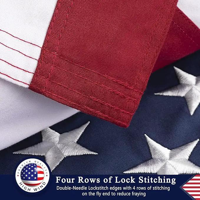 This Folded Memorial Flag American US Cotton Flag 5x9.5 FT Premium 100% Cotton For Veteran, Embroidered Stars, Sewn Stripes, 4 Rows of Lock Stitching, Brass Grommets USA Burial Casket Flags by GreenHaven Gardens