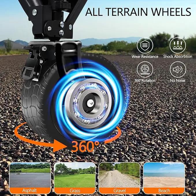 Wagons Carts Foldable with All-Terrain Big Wheels 400 LBS, Heavy Duty Collapsible Utility Wagon Cart, Folding Grocery Cart for Beach, Camping, Sports, Shopping, Garden and Fishing-Black Stripe by GreenHaven Gardens