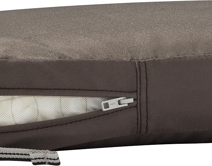 Classic Accessories Ravenna Water-Resistant 19 x 19 x 3 Inch Patio Seat Cushion, Dark Taupe, Chair Seat Cushion by GreenHaven Gardens