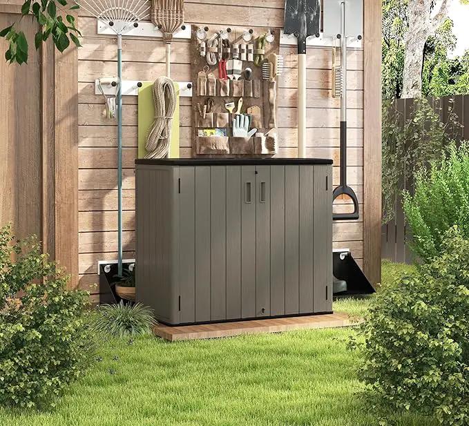 HOMSPARK 37 Cu.Ft Outdoor Storage Shed Weather Resistant, Multi Functional | Double-Wall Resin Storage Sheds & Outdoor Storage Box Waterproof for Backyard Garden Patio Lawn (Shallow Coffee) by GreenHaven Gardens