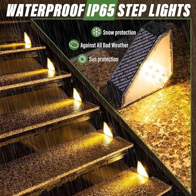 JSOT Solar Step Stair Lights Outdoor Yard Decor 12 Pack, IP65 Waterproof Deck Lighting for Outside Solar Powered, Solar Garden Light Decor for Fence, Backyard, Front Porch Step, Balcony, Wall, Patio by GreenHaven Gardens