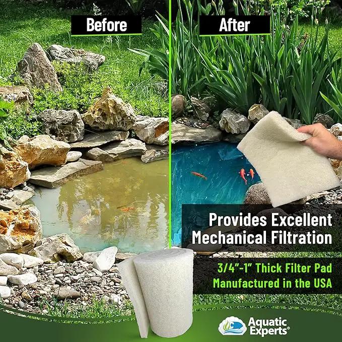 Classic Koi Pond Filter Pad FINE - White Bulk Roll Pond Filter Media, Ultra-Durable Pond Filters for Outdoor Ponds, Reusable Fish Pond Filter Material, USA (3/4" - 1" x 18" x 36") by GreenHaven Gardens