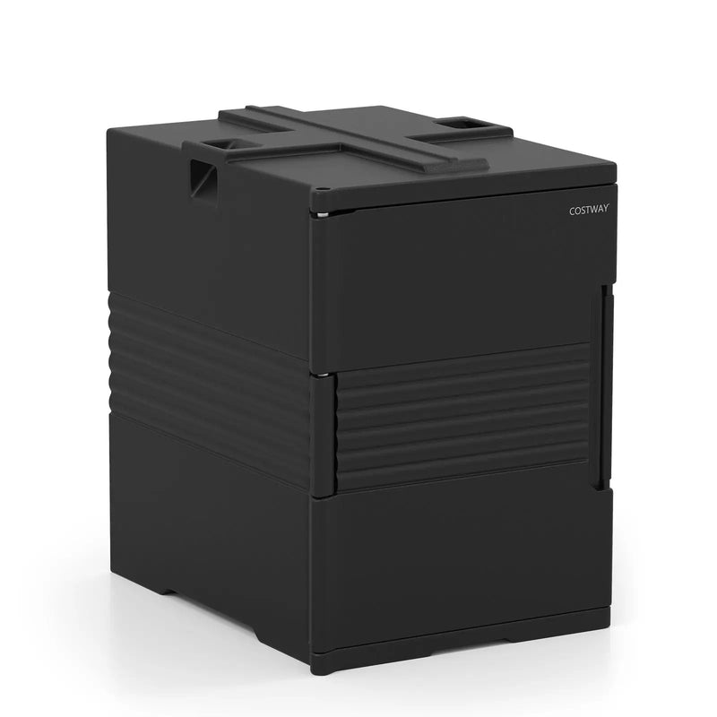 91 Qt Insulated Food Pan Carrier with Door Shafts-Black by DirectDeals