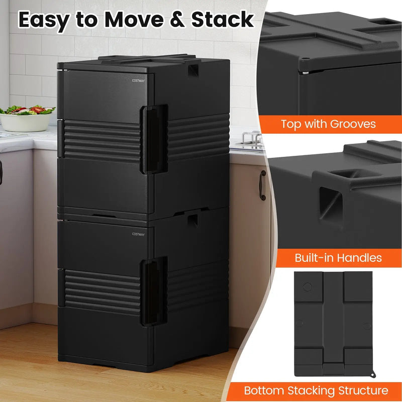 91 Qt Insulated Food Pan Carrier with Door Shafts-Black by DirectDeals