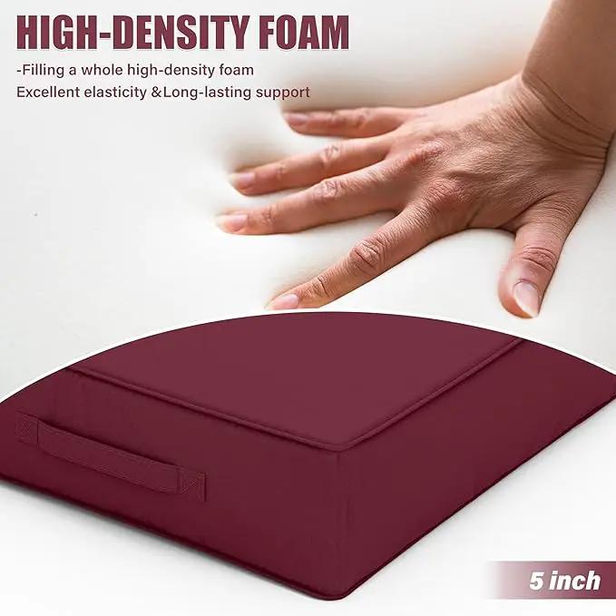 Patio Chair Cushions 24 X 24 X 5 Inch Waterproof Outdoor Seat Cushions for Patio Furniture, Outdoor Sofa Couch Pads with Ties & Handle, Set of 2, Burgundy by GreenHaven Gardens