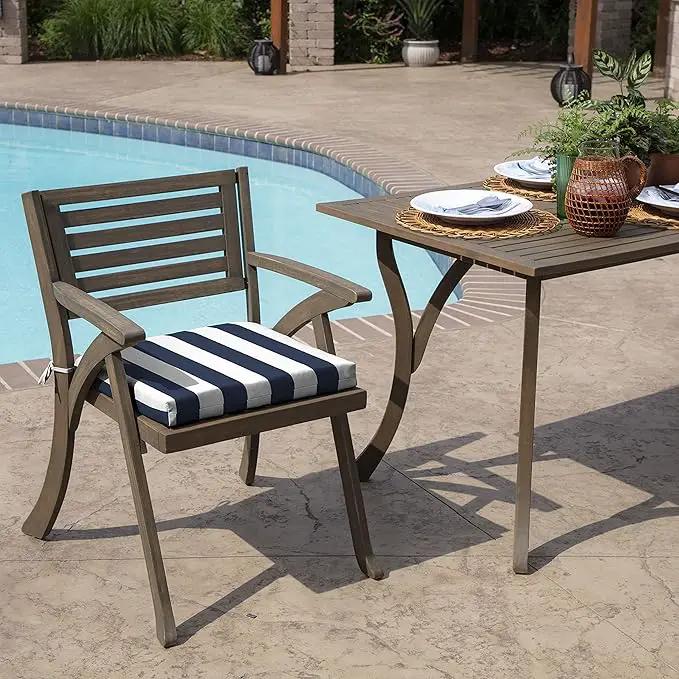 Arden Indoor/Outdoor Seat or Rocking Chair Cushion, 19 x 18, Water Repellent, Rain Proof, Fade Resistant Cushion for Rocking or Dining Chairs Sapphire Blue Cabana Stripe by GreenHaven Gardens