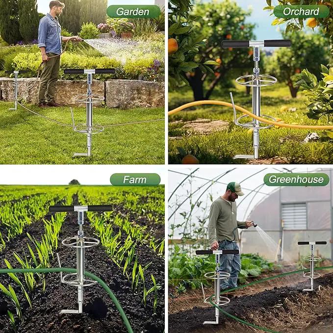 Walensee 32" Garden Hose Guide Spike Right Angle Hose Pulling Stand, Heavy Duty Metal Hose Reel for Garden Corner Auxiliary Watering Hose Reel, Lawn & Garden Watering Equipment, Plant Flower Protector by GreenHaven Gardens