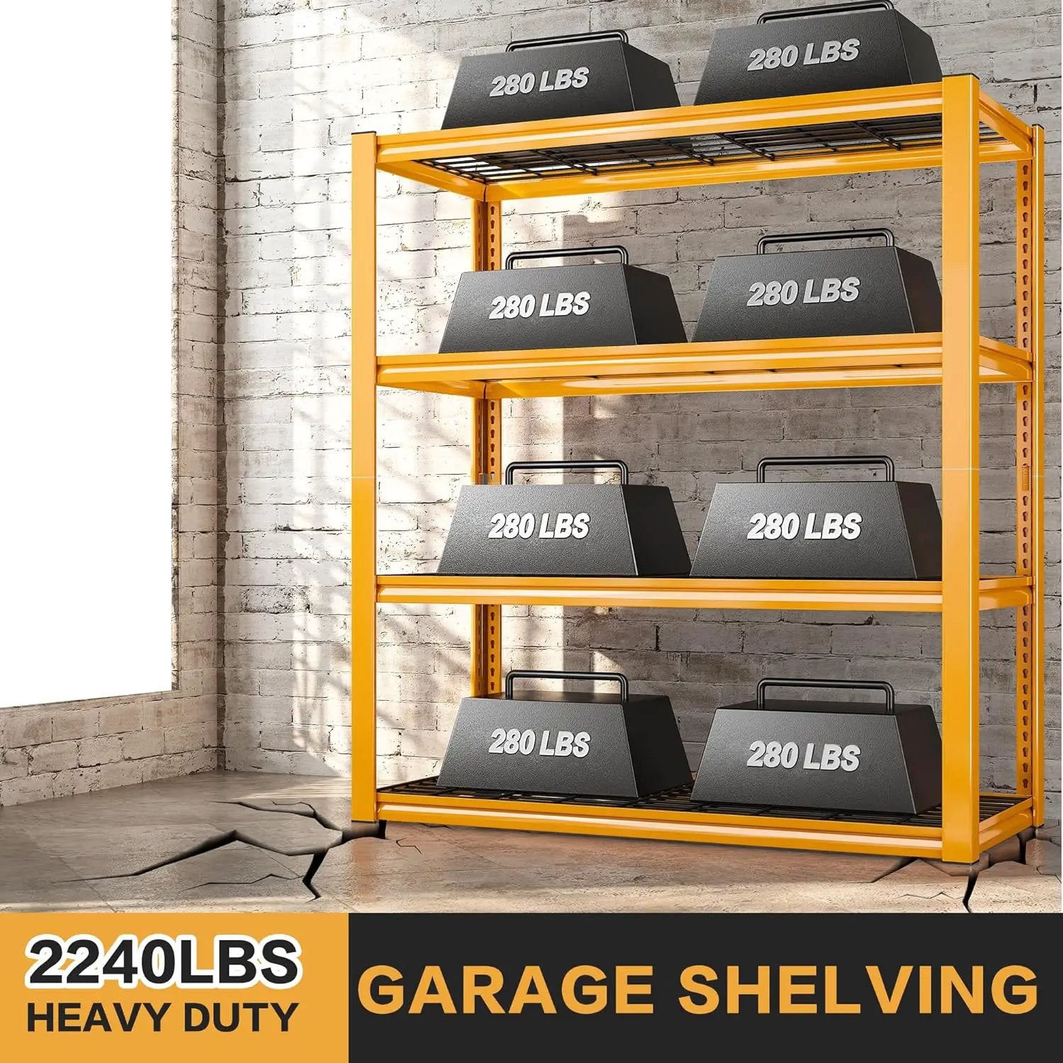 REIBII 40" W Garage Shelving 2240 LBS Storage Shelves Adjustable Heavy Duty Shelving 4 Tier Metal Shelves for Storage 59.5"H Metal Shelf for Pantry Basement Warehouse 40"W × 19.5"D × 59.5"H, 2 Pack by GreenHaven Gardens