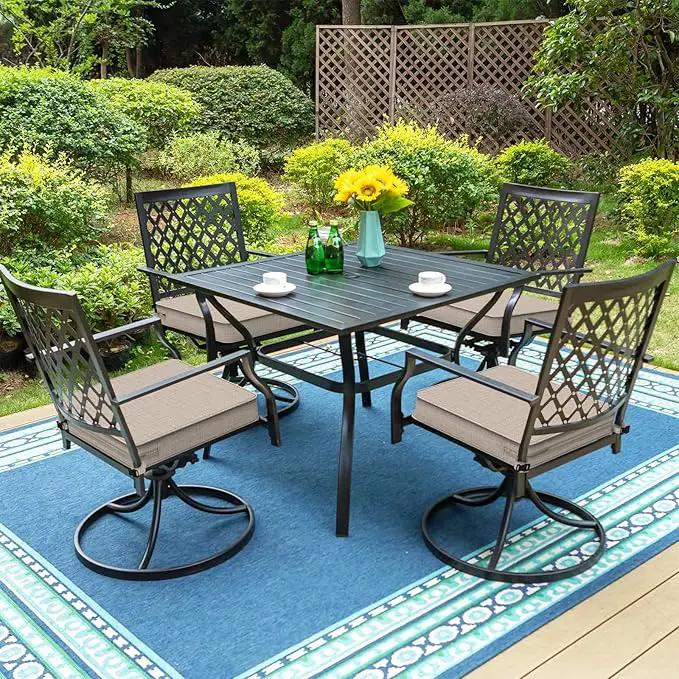 LVTXIII Patio Chair Cushions 19"x19"x3", Water-Repellent Outdoor Seat Cushions for Patio Furniture, Square Chair Pads with Ties for Home Garden Decoration, Set of 2, Light Grey by GreenHaven Gardens